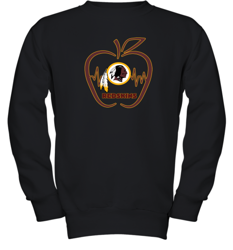 Apple Heartbeat Teacher Symbol Wasington Redskins Youth Sweatshirt