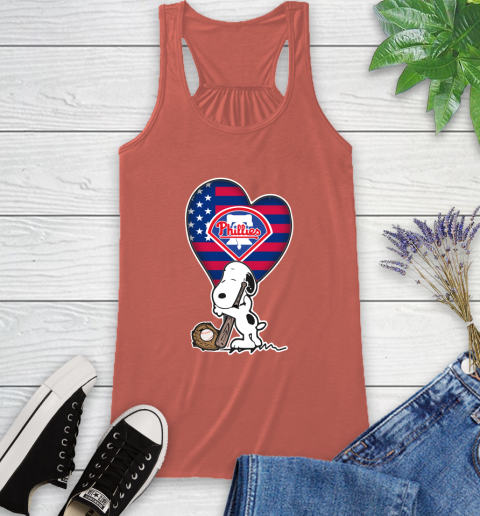 Philadelphia Phillies MLB Baseball The Peanuts Movie Adorable Snoopy Racerback Tank 4