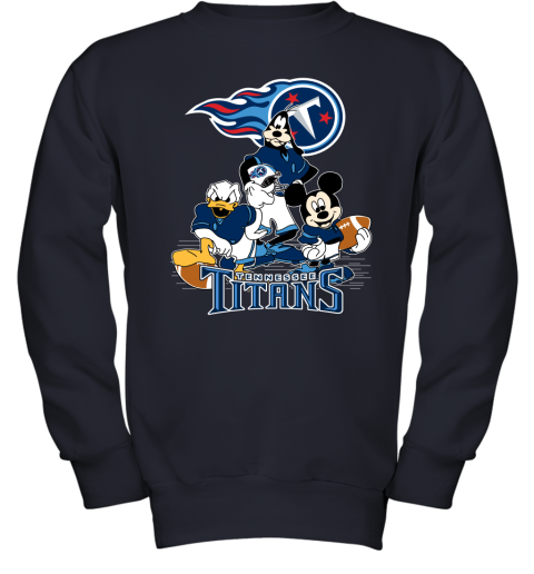 NFL Tennessee Titans Mickey Mouse Donald Duck Goofy Football T Shirt 6sXPT5HJxk4 youth sweatshirt 47 95 151514 front navy