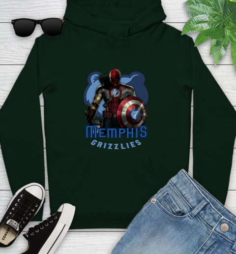 Memphis Grizzlies NBA Basketball Captain America Thor Spider Man Hawkeye Avengers Youth Hoodie 13