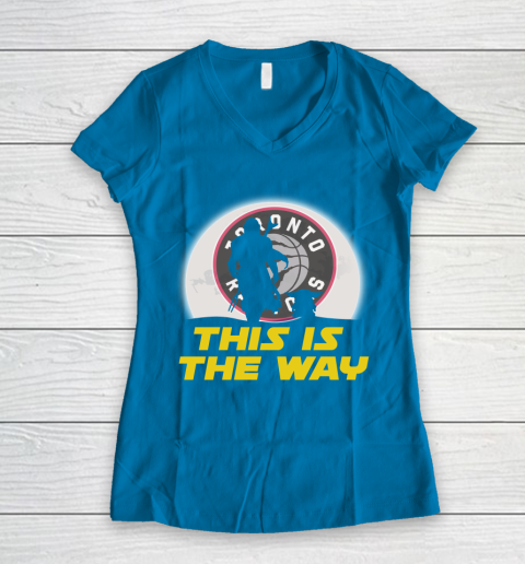 Toronto Raptors NBA Basketball Star Wars Yoda And Mandalorian This Is The Way Women's V-Neck T-Shirt 5