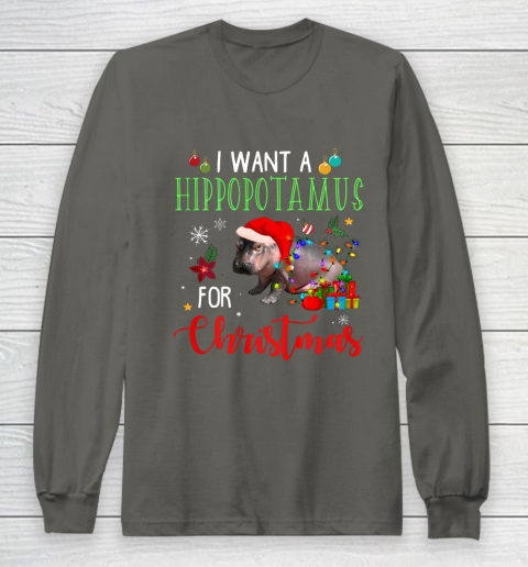 I Want A Hippopotamus For Christmas Hippo Fiona Long Sleeve T-Shirt 5