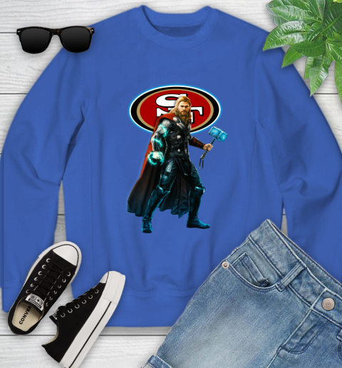 NFL Thor Avengers Endgame Football San Francisco 49ers Youth Sweatshirt 8