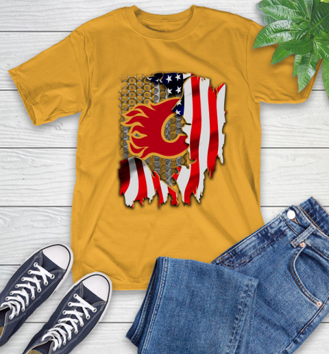 Calgary Flames NHL Hockey American Flag T-Shirt 2