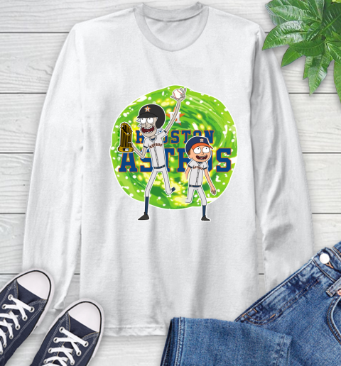 MLB Houston Astros Rick And Morty Commissioner's Trophy Baseball Sports Long Sleeve T-Shirt