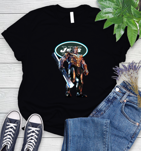 NFL Thanos Gauntlet Avengers Endgame Football New York Jets Women's T-Shirt 2