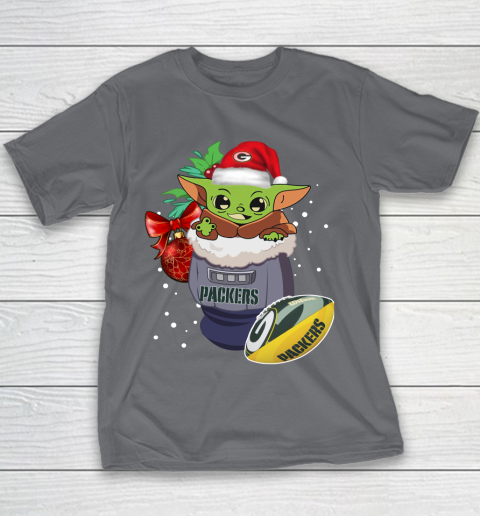 Green Bay Packers Christmas Baby Yoda Star Wars Funny Happy NFL Youth T-Shirt 7