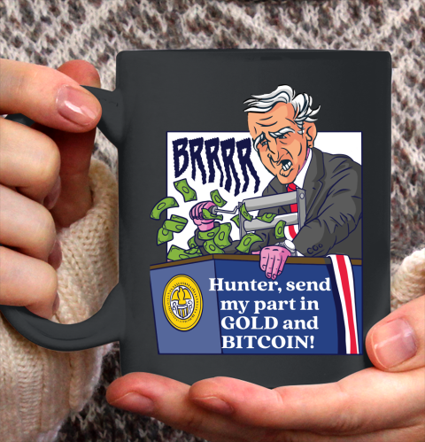 Bitcoin Joe Biden Printing Money Economy Anti Biden Anti Biden Retro Vintage Cartoon Ceramic Mug 11oz