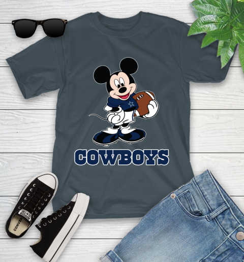 NFL Football Dallas Cowboys Cheerful Mickey Mouse Shirt Youth T-Shirt 8
