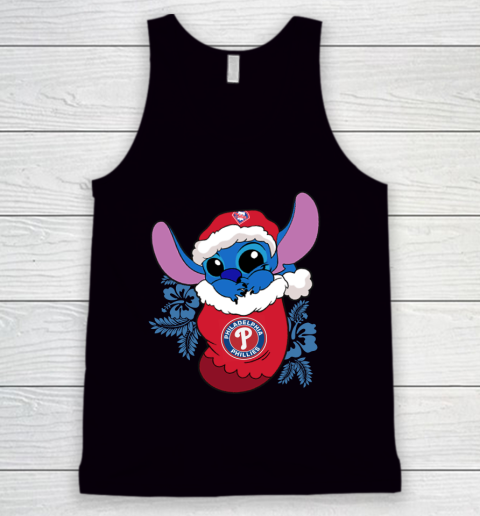 Philadelphia Phillies Christmas Stitch In The Sock Funny Disney MLB Tank Top