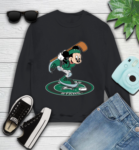NHL Hockey Dallas Stars Cheerful Mickey Disney Shirt Youth Sweatshirt