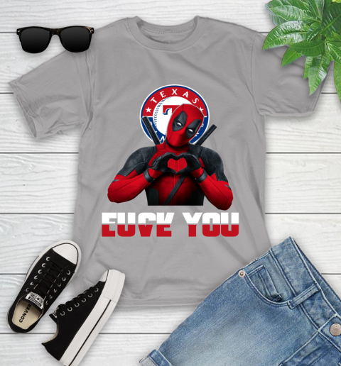 MLB Texas Rangers Deadpool Love You Fuck You Baseball Sports Youth T-Shirt 19