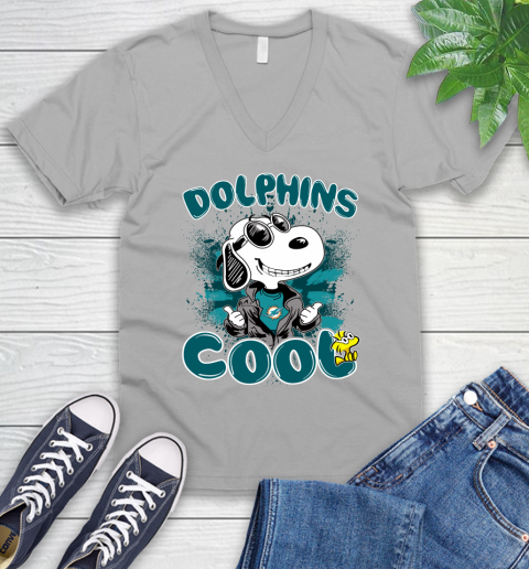 NFL Football Miami Dolphins Cool Snoopy Shirt V-Neck T-Shirt 3