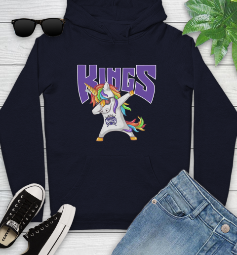 Sacramento Kings NBA Basketball Funny Unicorn Dabbing Sports Youth Hoodie 4