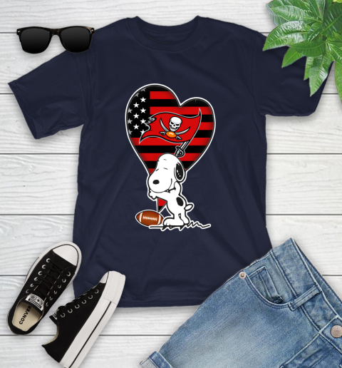 Tampa Bay Buccaneers NFL Football The Peanuts Movie Adorable Snoopy Youth T-Shirt 3