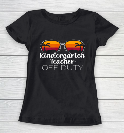 Kindergarten Teacher Off Duty Sunglasses Beach Sunset Women's T-Shirt