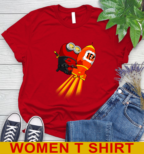 NFL Football Cincinnati Bengals Deadpool Minion Marvel Shirt Women's T-Shirt 11
