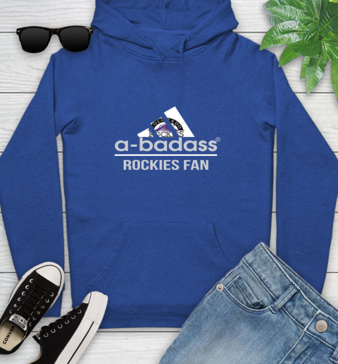 MLB A Badass Colorado Rockies Fan Adidas Baseball Sports Youth Hoodie 11