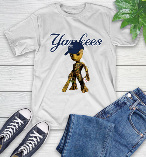MLB New York Yankees Groot Guardians Of The Galaxy Baseball T-Shirt