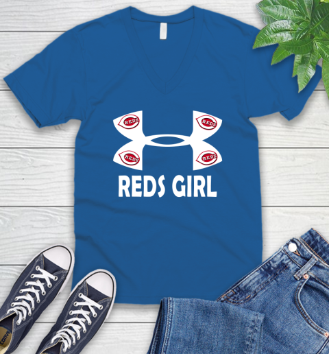 MLB Cincinnati Reds Under Armour Baseball Sports V-Neck T-Shirt 5