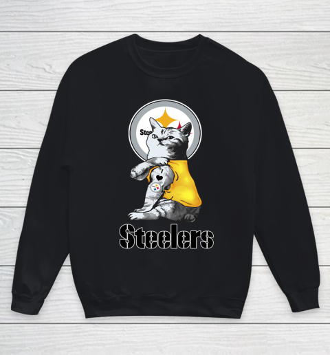 NFL Football My Cat Loves Pittsburgh Steelers Youth Sweatshirt