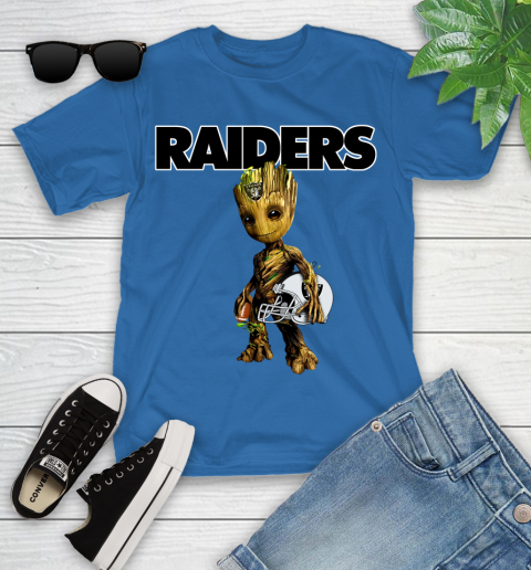 Oakland Raiders NFL Football Groot Marvel Guardians Of The Galaxy Youth T-Shirt 9
