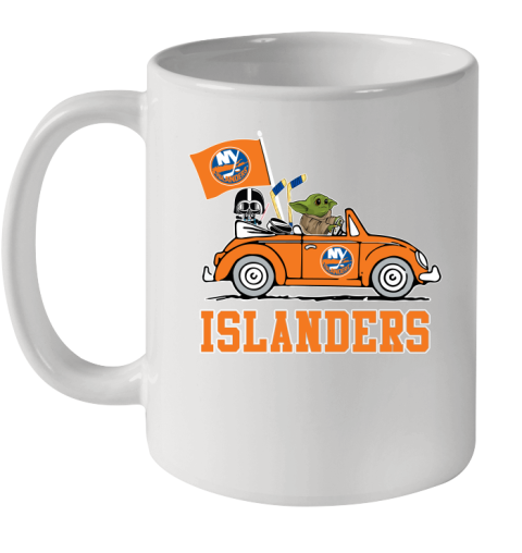 NHL Hockey New York Islanders Darth Vader Baby Yoda Driving Star Wars Shirt Ceramic Mug 11oz