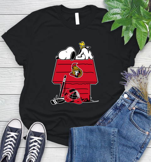 Ottawa Senators NHL Hockey Snoopy Woodstock The Peanuts Movie Women's T-Shirt 2