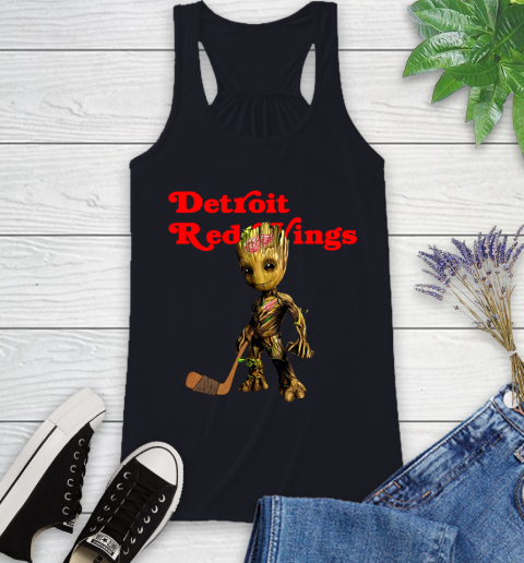 Detroit Red Wings NHL Hockey Groot Marvel Guardians Of The Galaxy Racerback Tank 10