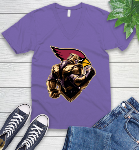 NFL Thanos Avengers Endgame Football Sports Arizona Cardinals V-Neck T-Shirt 9