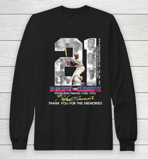 Roberto Clemente Signature Thank You For The Memories Long Sleeve T-Shirt