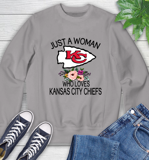 NFL Just A Woman Who Loves Kansas City Chiefs Football Sports Sweatshirt 3