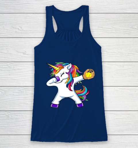 Dabbing Unicorn Softball T Shirt Funny Dab Gift Racerback Tank 7