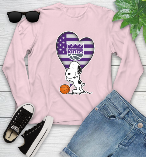 Sacramento Kings NBA Basketball The Peanuts Movie Adorable Snoopy Youth Long Sleeve 10
