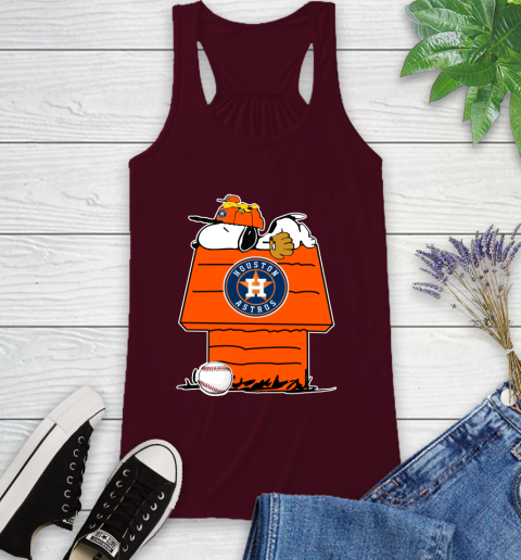 MLB Houston Astros Snoopy Woodstock The Peanuts Movie Baseball T Shirt Racerback Tank 3