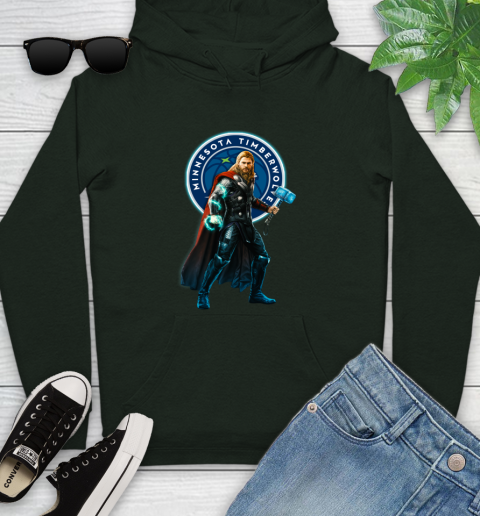 NBA Thor Avengers Endgame Basketball Minnesota Timberwolves Youth Hoodie 13