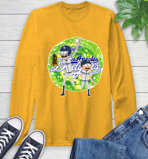 MLB Los Angeles Dodgers Rick And Morty Commissioner's Trophy Baseball Sports Long Sleeve T-Shirt 3