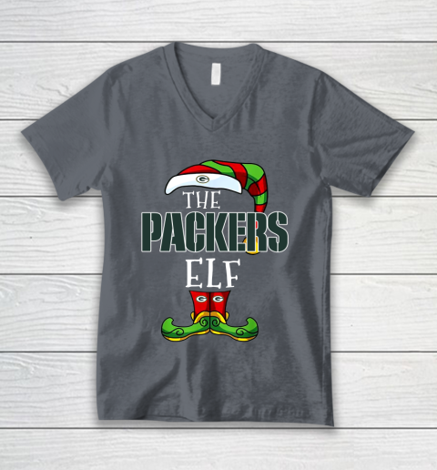 Green Bay Packers Christmas ELF Funny NFL V-Neck T-Shirt 4