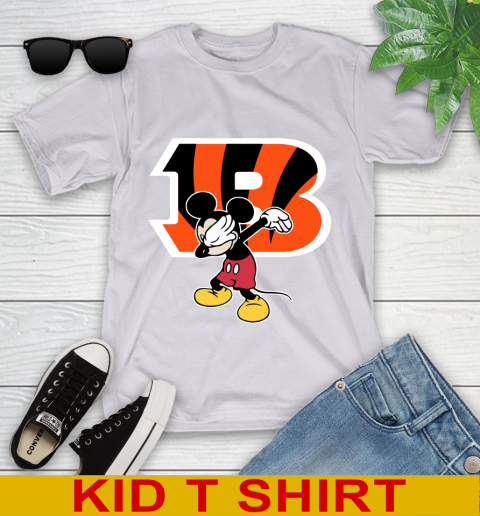 Cincinnati Bengals NFL Football Dabbing Mickey Disney Sports Youth T-Shirt 5