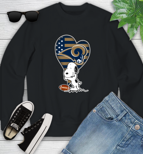 Los Angeles Rams NFL Football The Peanuts Movie Adorable Snoopy Youth Sweatshirt 2