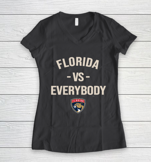 Florida Panthers Vs Everybody Women's V-Neck T-Shirt 6