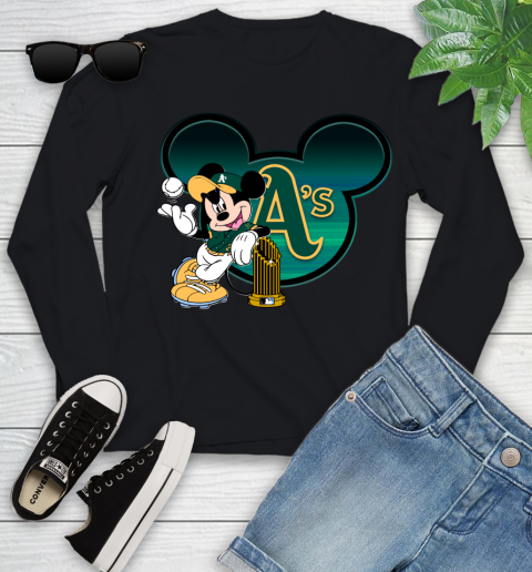 MLB Oakland Athletics The Commissioner's Trophy Mickey Mouse Disney Youth Long Sleeve 2