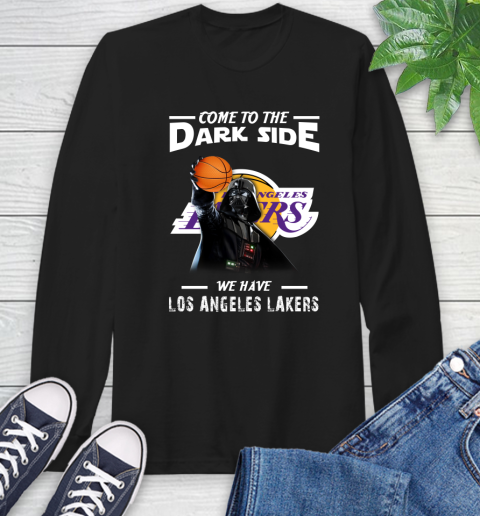 NBA Come To The Dark Side We Have Los Angeles Lakers Star Wars Darth Vader Basketball Long Sleeve T-Shirt
