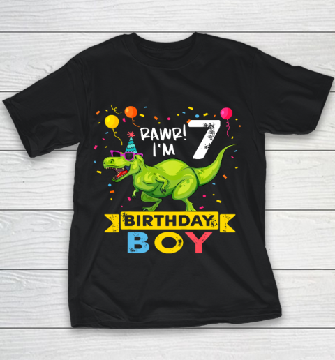 Kids 7 Year Old Shirt 2nd Birthday Boy T Rex Dinosaur Youth T-Shirt