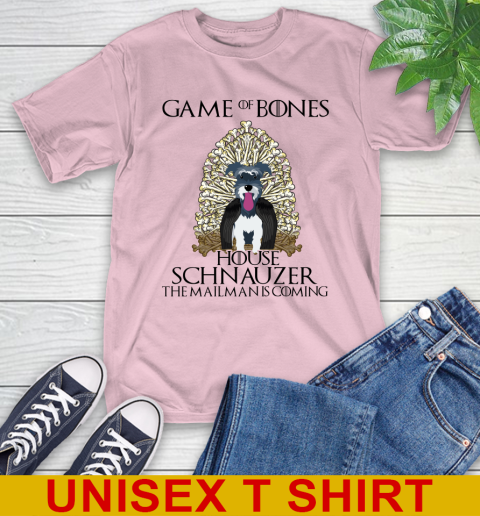 Game of bones house schnauzer dog the mailman is coming tshirt 9