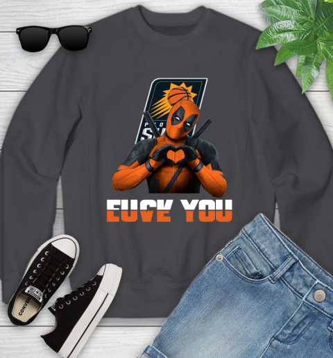 NBA Phoenix Suns Deadpool Love You Fuck You Basketball Sports Youth Sweatshirt 5