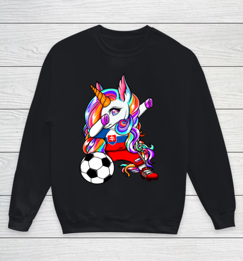 Dabbing Unicorn Slovakia Soccer Fans Jersey Slovak Football Youth Sweatshirt