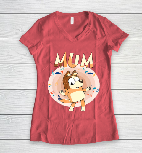 Bluey Dad Mom Funny Family Mother's Day Women's V-Neck T-Shirt 6