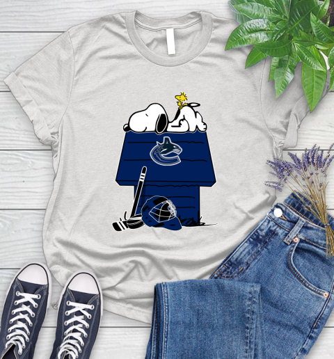 Vancouver Canucks NHL Hockey Snoopy Woodstock The Peanuts Movie Women's T-Shirt