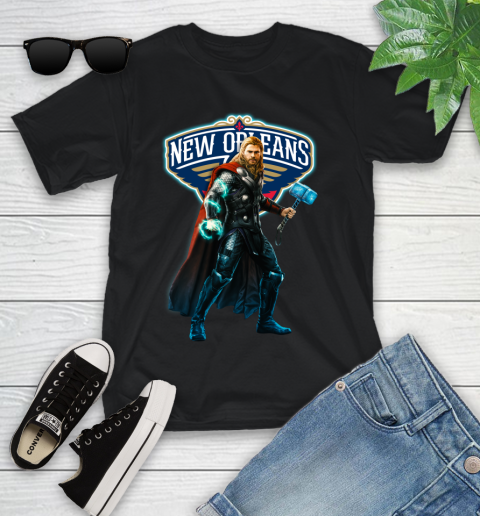 NBA Thor Avengers Endgame Basketball New Orleans Pelicans Youth T-Shirt 2
